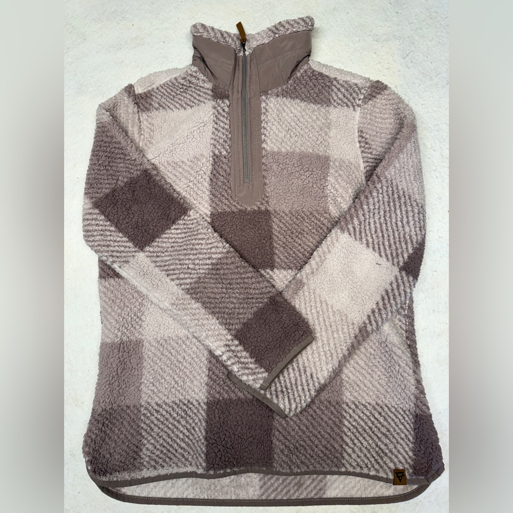 NWOT Liv Outdoor Women’s Live Integrity Earth Checkered Sherpa Q-Zip Fleece Sz L